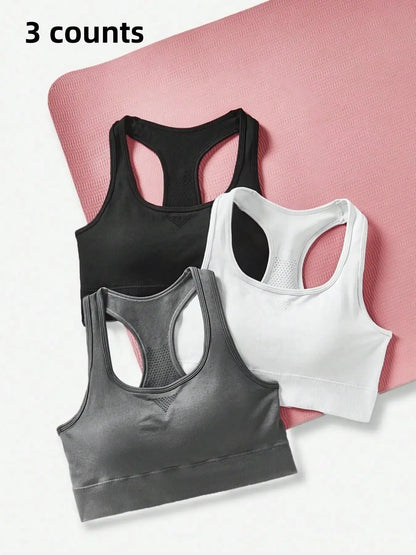 Women'S Solid Sports Vest, Sporty High-Stretch Detachable Pad Crop Tank Top, Women'S Sport & Outdoor Clothing for Summer, Sports Top for Yoga Gym Fitness, Fitness Training Top